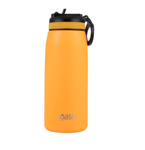 Oasis Insulated Bottle W Sipper Straw 780ml Neon Orange