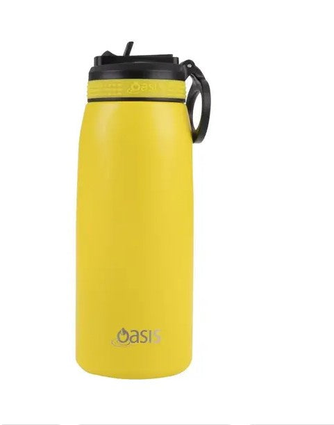 Oasis Insulated Bottle W Sipper Straw 780ml Neon Yellow