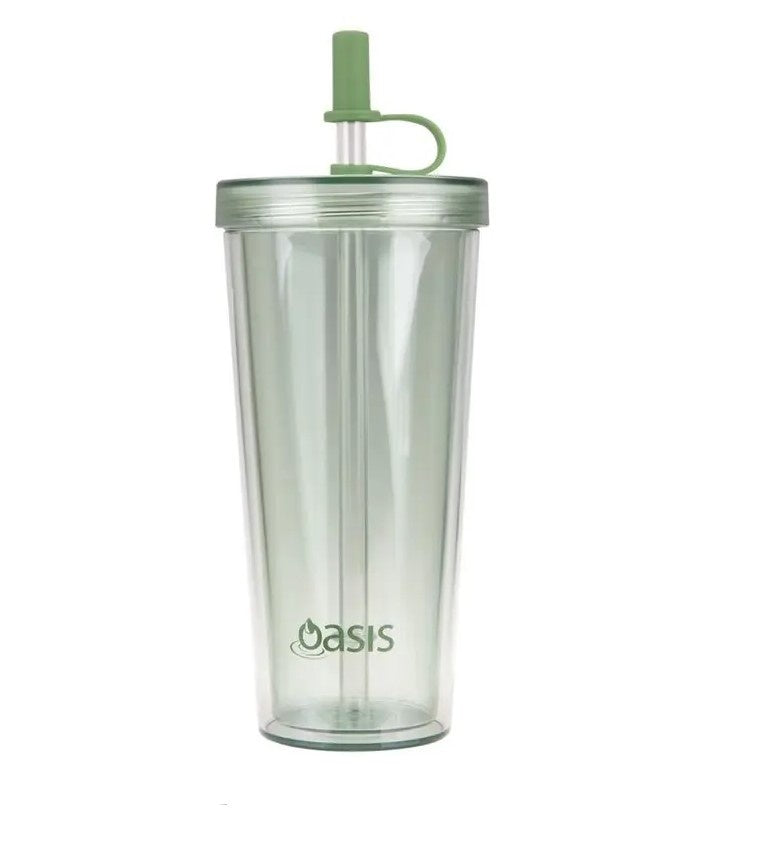 Oasis Insulated Smoothie Tumbler W/Straw 520ml Green Apple