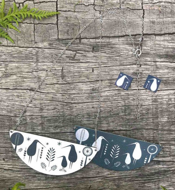 Kiwi Icons Necklace, With Earring Set, S/Steel Studs, Tribal Earth