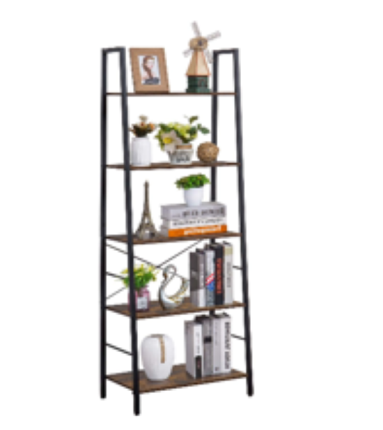 5 Tier Ladder Shelf Light Wood Finish