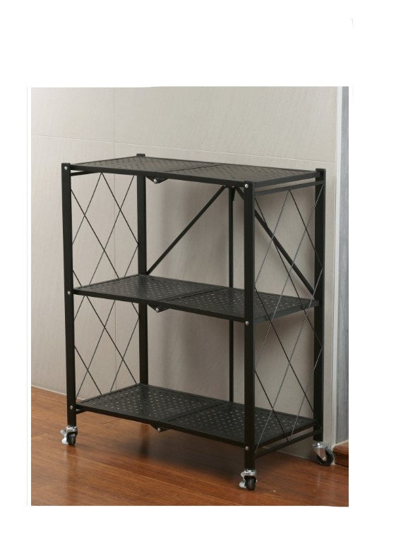 Shelf Collapsible, 3 Tier Black, 71x34.5x87cm High