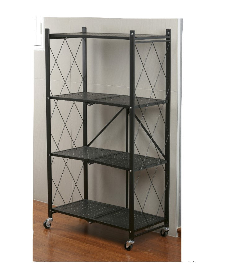 Shelf Collapsible, 4 Tier Black, 71x34.5x125cm High