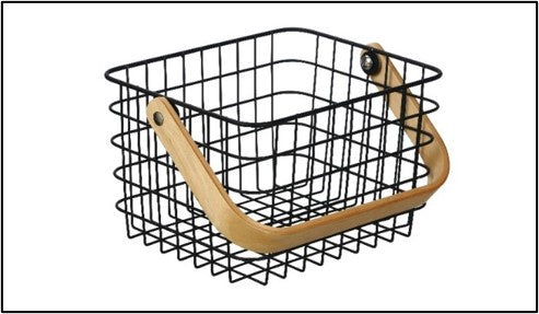 Black  and Bamboo Storage Basket