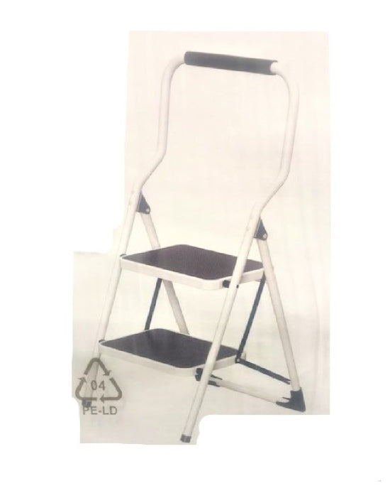 Steel 2 Step Ladder - White