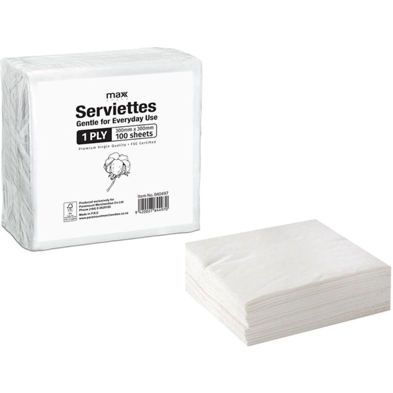 Max Serviettes White 1ply