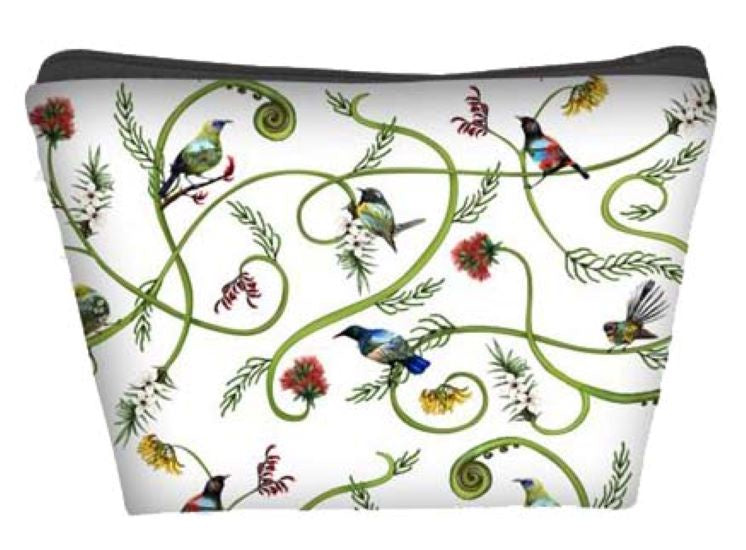 Cosmetic Bag Small - Birds & NZ Flora - Single