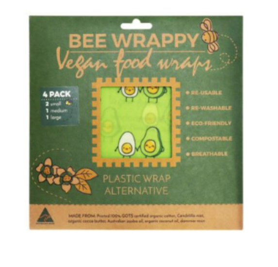 Bee Wrappy Food Wraps 4 Pack Vegan