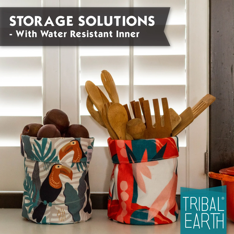 Tribal Earth Pot Cover | Small Storage Basket - Toucan