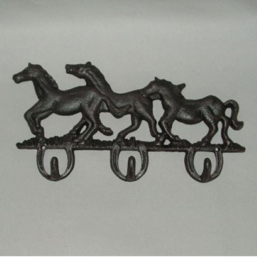 Horses Triple Key Rack Cast Iron