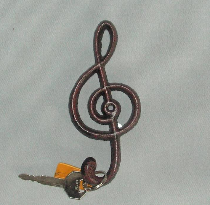 Music Clef Hook Cast Iron 7x16cm