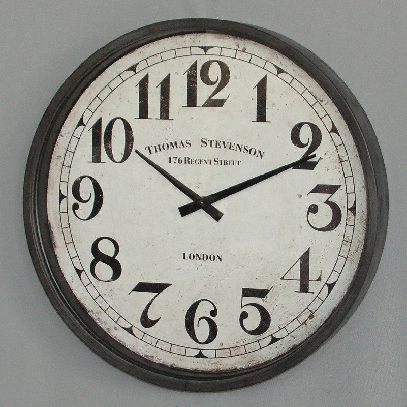 Black Iron Clock W/Glass 39cm