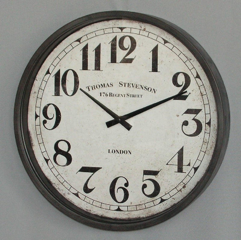 Black Iron Clock W/Glass 39cm
