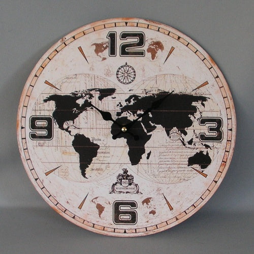 World Map Clock 34cm