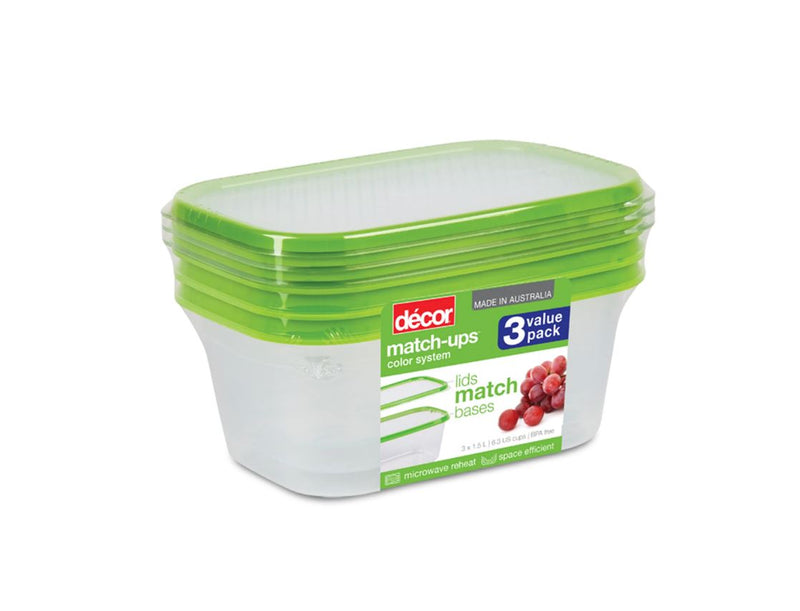 Décor Match-ups™ Basics 1.5L Food Container (3-Pack)