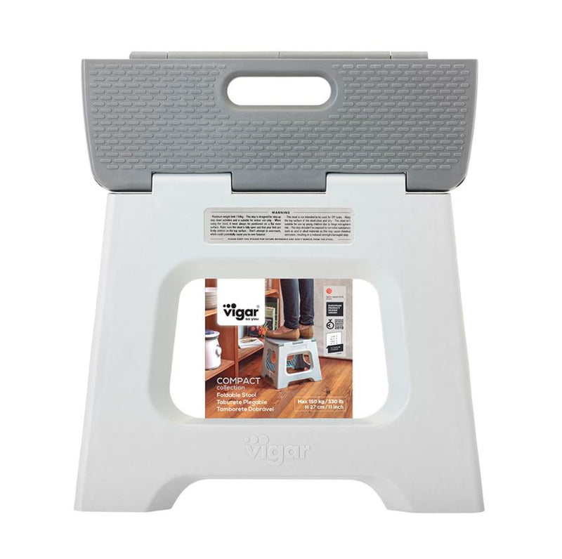 Vigar Compact Grey Foldable Stool, 27cm (150kg)