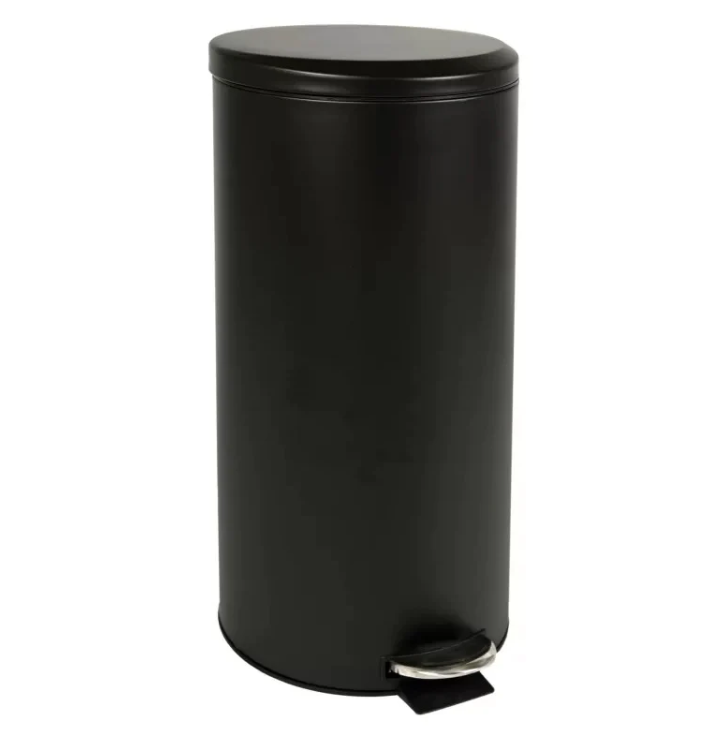 Round Pedal Bin Soft Close 30 Lit W Inner Matt Black