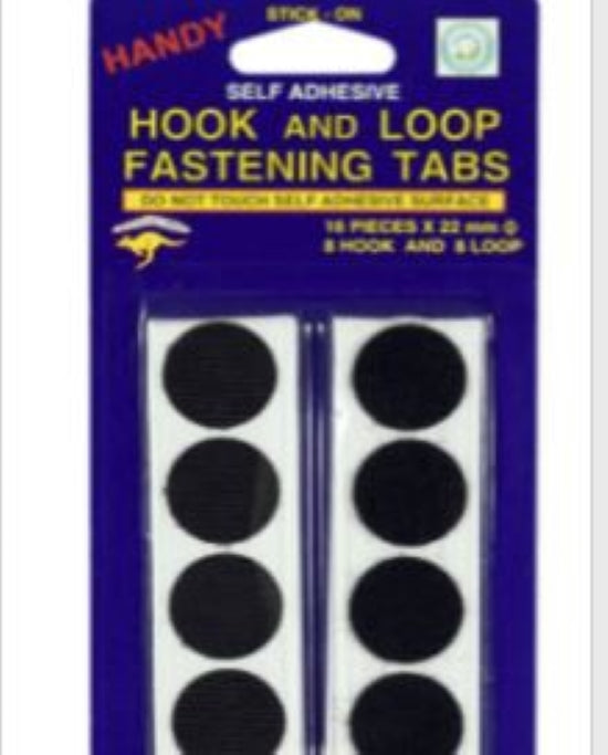 Hook and Loop Black Die Cuts – 22mm Card of 16