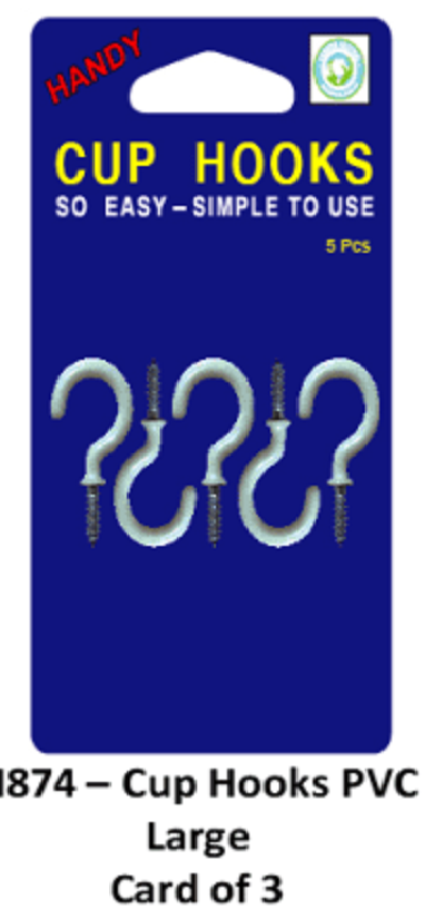 Cup Hook PVC - Small Card of 5