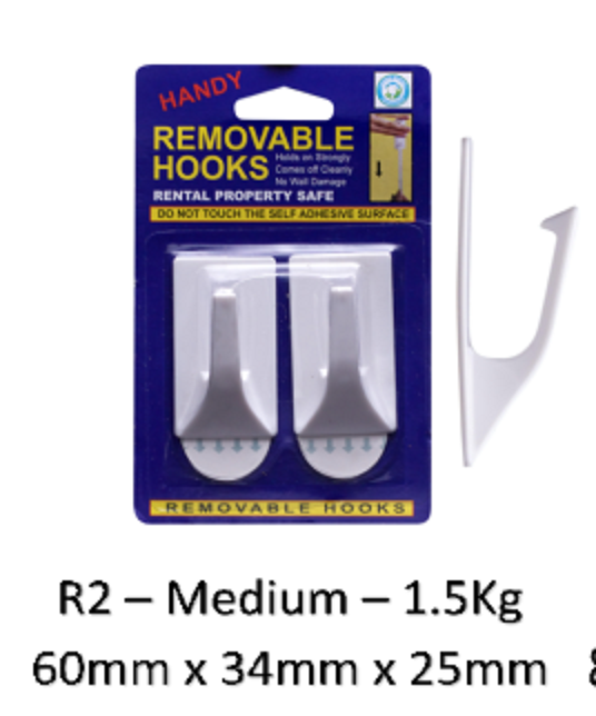 Permanent or Removable Hook - Medium Card of 3