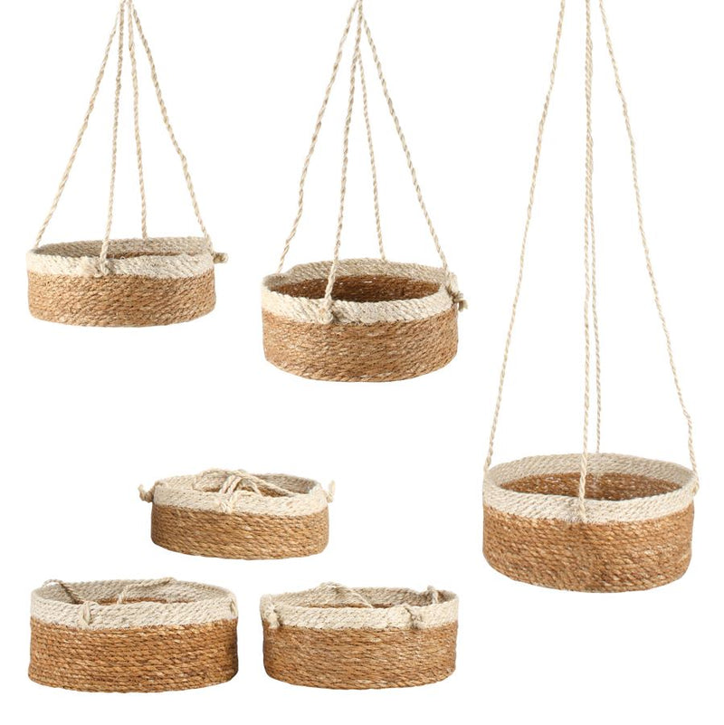 Jute Hanging Basket W Rope Hanger (Set of 3)