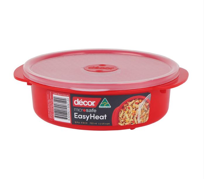 Décor® Microsafe™ Microwavable Container – Round 750ml (Red & Clear Lid)