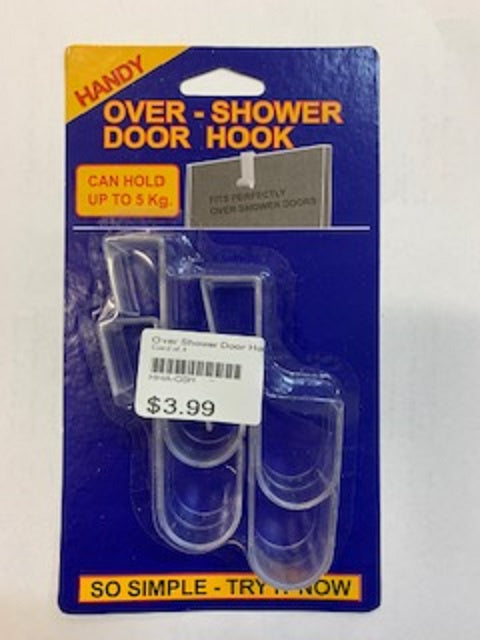 Over Shower Door Hook Card of 4