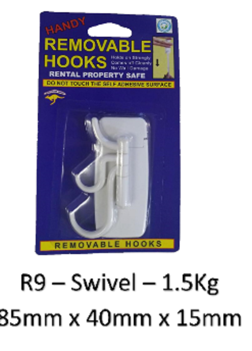 Permanent or Removable 3 Swivel Hooks on 1 Base