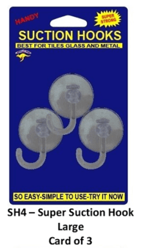 Super Suction Hook - Large Card of 3