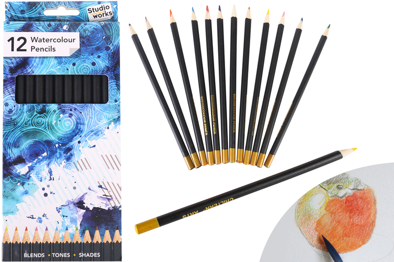 Watercolour Pencils 12pk For Blend Tones & Shades
