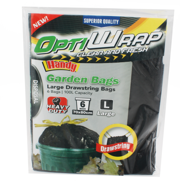 Opti Wrap Garden Bags Handy 6Pk Pull Tight Closure