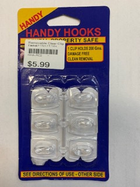 Removable Clear Clip Large - Card of 6 Clips / 8 Tabs