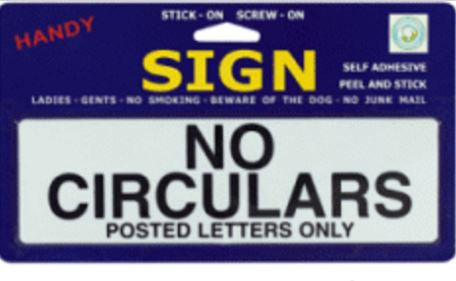 No Circulars Sign
