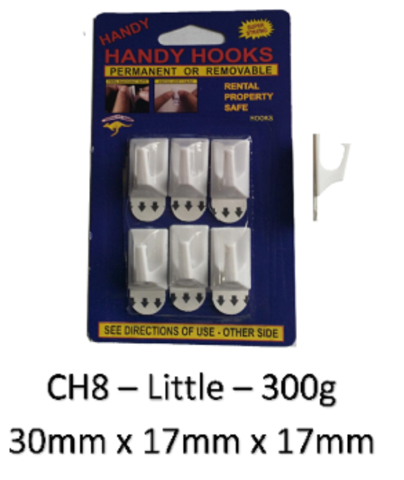 Permanent or Removable Hook - Little – 300g Card of 6