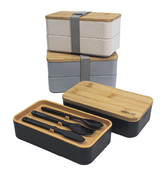 Effects Lunch Box Double Layer Bamboo Lid