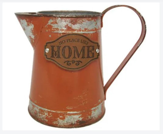 Watering Can Orange Tin Antique Style