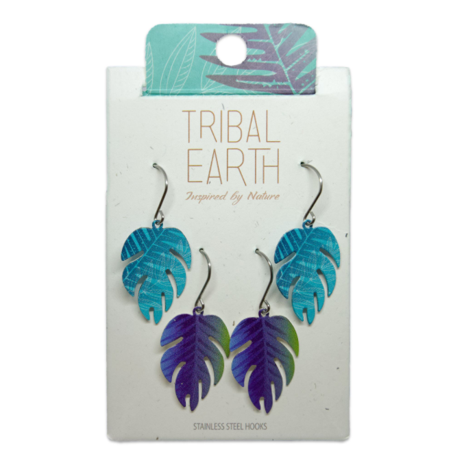 Fern Leaf Earring Set, S/Steel Studs, Tribal Earth