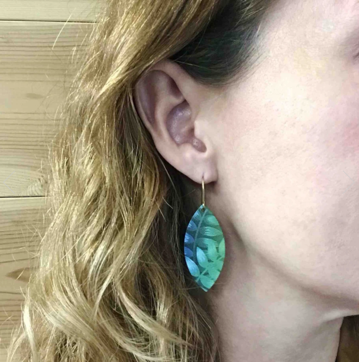 Koru Chain Drop Earrings Set, S/Steel Studs, Tribal Earth