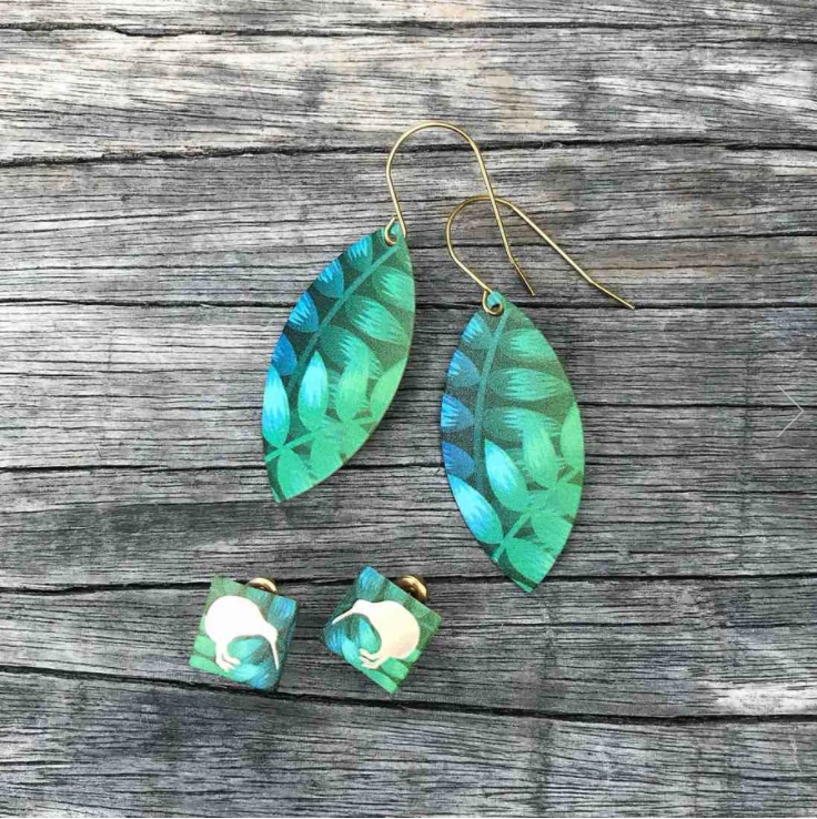 Koru Chain Drop Earrings Set, S/Steel Studs, Tribal Earth