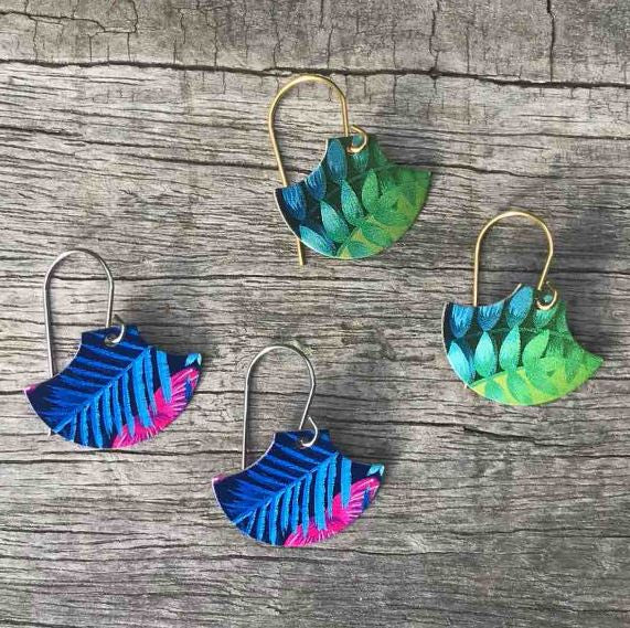 Pagoda Earring Set, S/Steel Studs, Tribal Earth