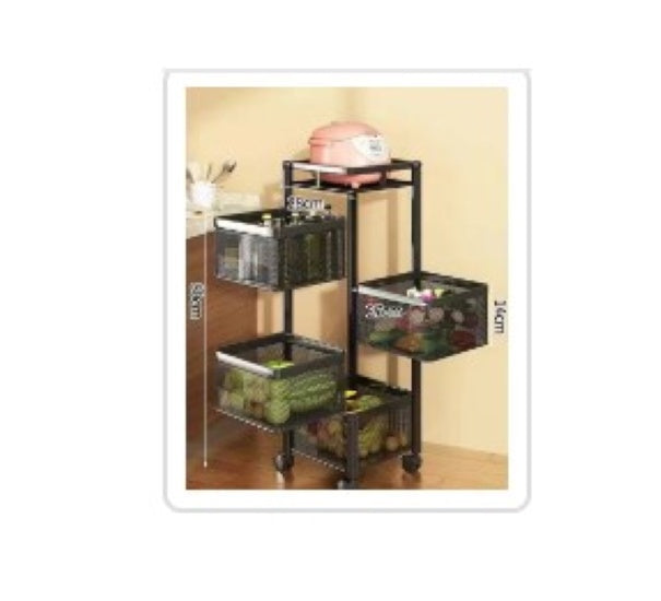 4 Layer Square Rotating Kitchen Shelf