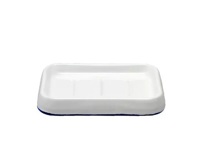 Falcon Enamel Soap Dish White with Blue Rim