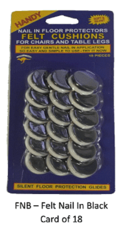 Handy Felt Nail - Black   Card of 18