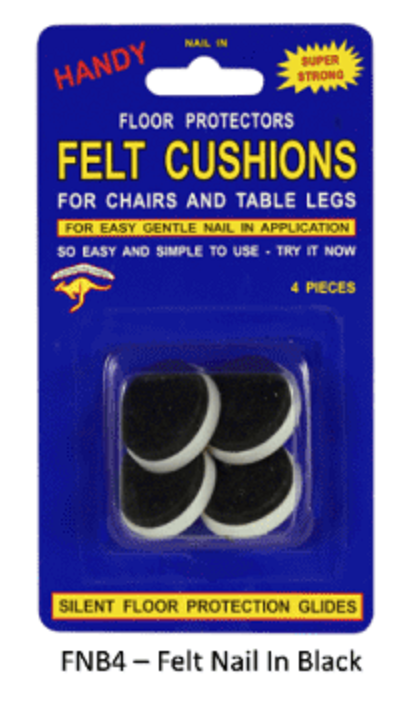 Handy Felt Nail-in - 4 on Card Black