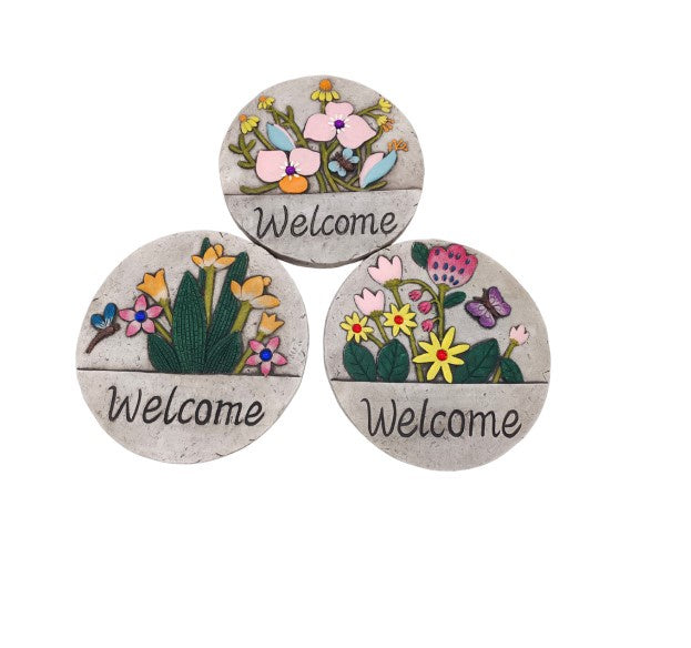 Welcome Flower Garden Decor Plaque