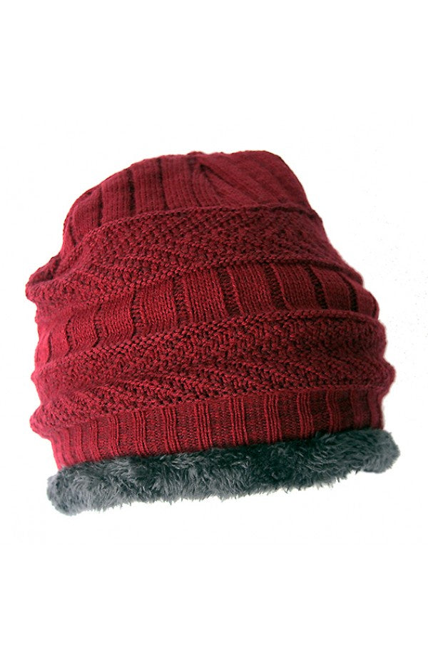 Kiwistuff Hat with Fur Trim, Maroon