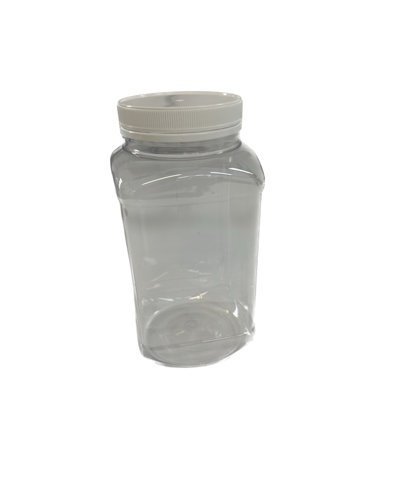 Jar PET Square 1L 70mm TE (Clear) w/ Lid (White)