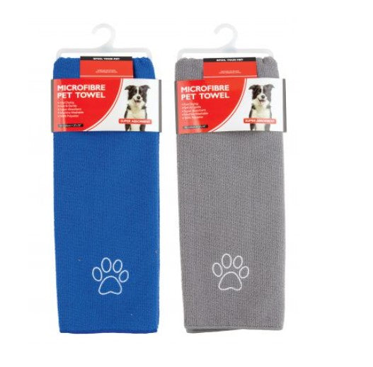 Pet Towel, Microfibre, 92x46cm, Blue/Grey