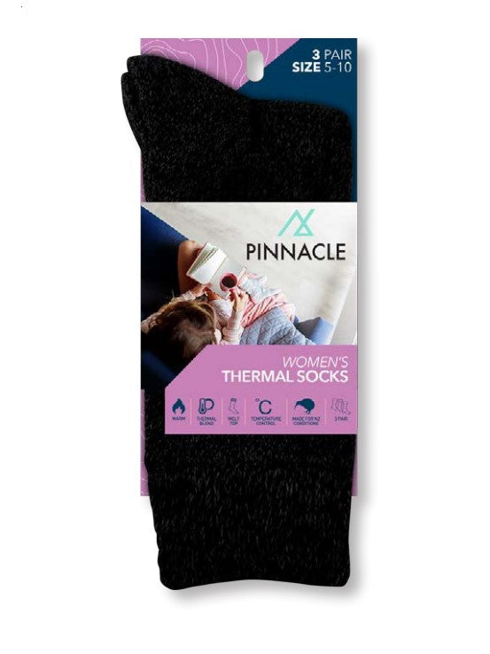 Women’s  Thermal Socks,  Size 5-10,  3 Pack Black