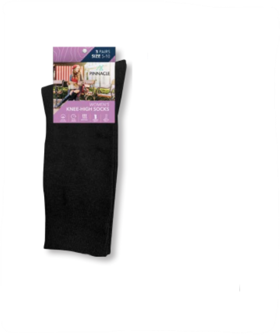 Women’s Knee  High Socks 5-10, 3 Pack Black